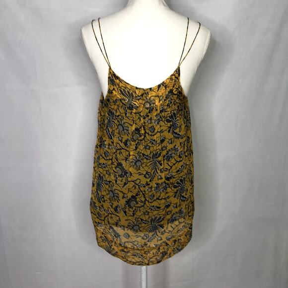 Isabel Marant Etoile yellow / blue silk abstract floral print hi-low tank top - Picture 2 of 10